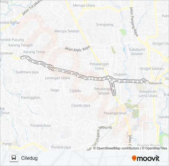 C01 CILEDUG - KEBAYORAN LAMA Bus Line Map