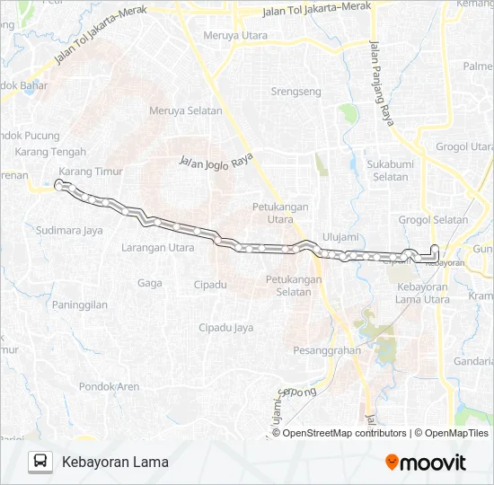 C01 CILEDUG - KEBAYORAN LAMA Bus Line Map