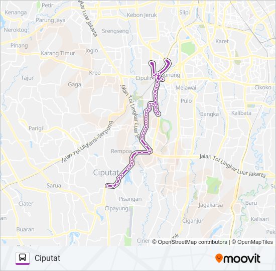 D01 CIPUTAT - KEBAYORAN LAMA bus Line Map
