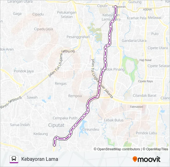 D01 CIPUTAT - KEBAYORAN LAMA Bus Line Map