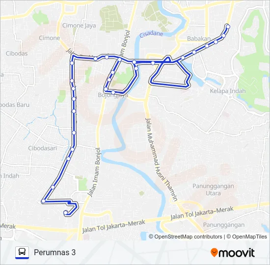 R11 PERUMNAS 3 - PASAR ANYAR Bus Line Map
