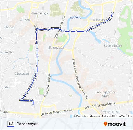 R11 PERUMNAS 3 - PASAR ANYAR bus Line Map