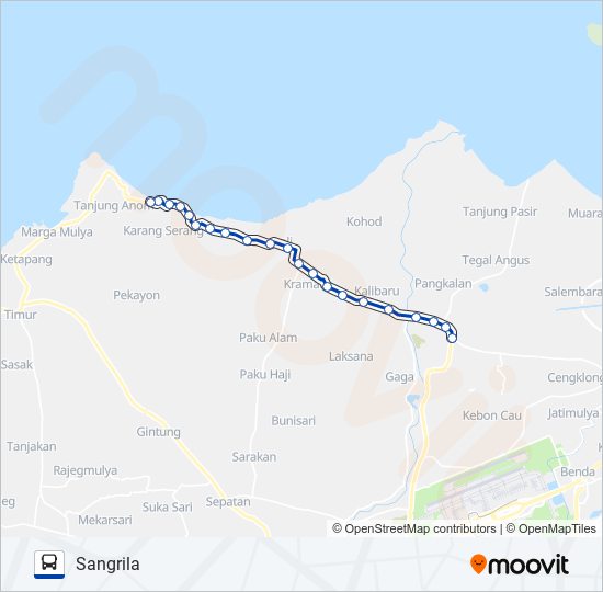 F04 KAMPUNG MELAYU - SANGRILA bus Line Map