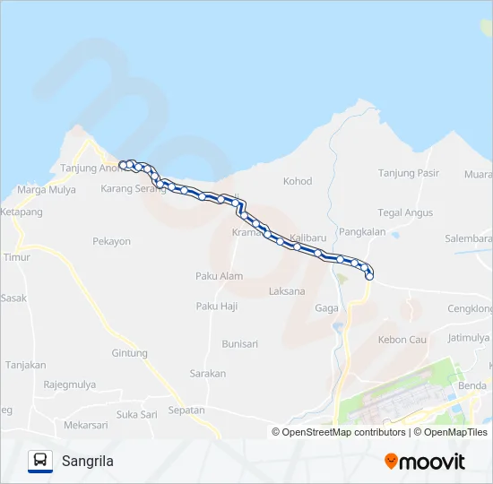 F04 KAMPUNG MELAYU - SANGRILA Bus Line Map