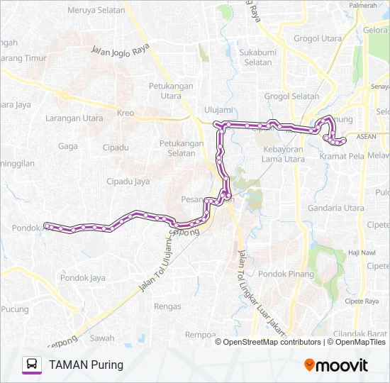 S06 PONDOK AREN - TAMAN PURING Bus Line Map
