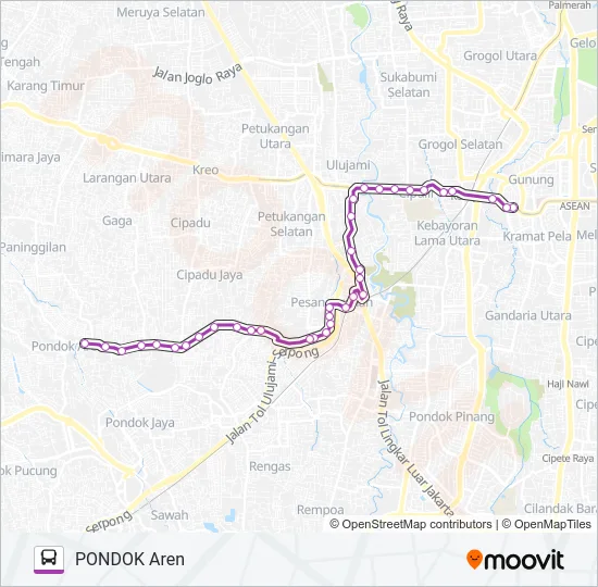 S06 PONDOK AREN - TAMAN PURING Bus Line Map