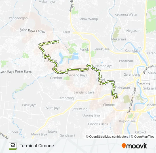 R15A TERMINAL CIMONE - KOTABUMI Bus Line Map