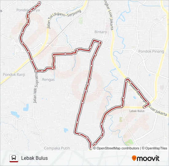 S08 PONDOK BETUNG - LEBAK BULUS Bus Line Map