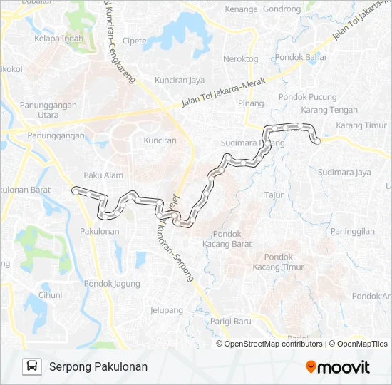 T16 SERPONG PAKULONAN - CILEDUG Bus Line Map