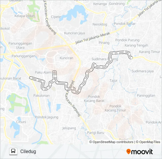T16 SERPONG PAKULONAN - CILEDUG Bus Line Map