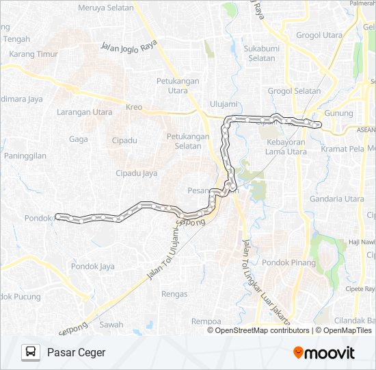 C05 PASAR CEGER - KEBAYORAN LAMA bus Line Map