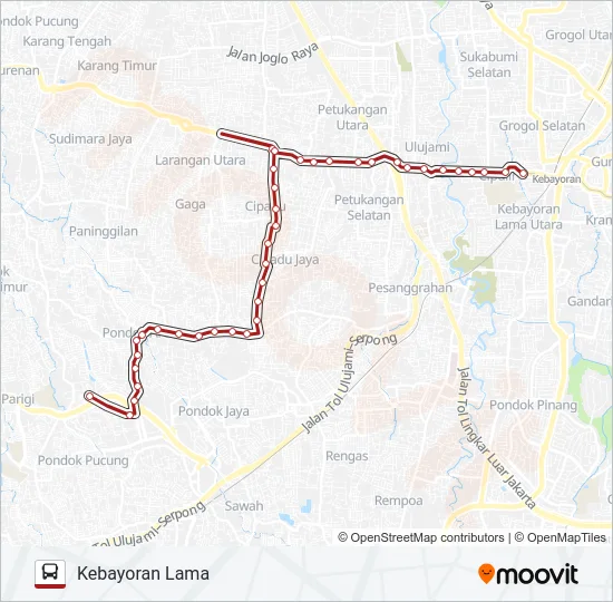 C07 KEBAYORAN LAMA - PONDOK AREN Bus Line Map