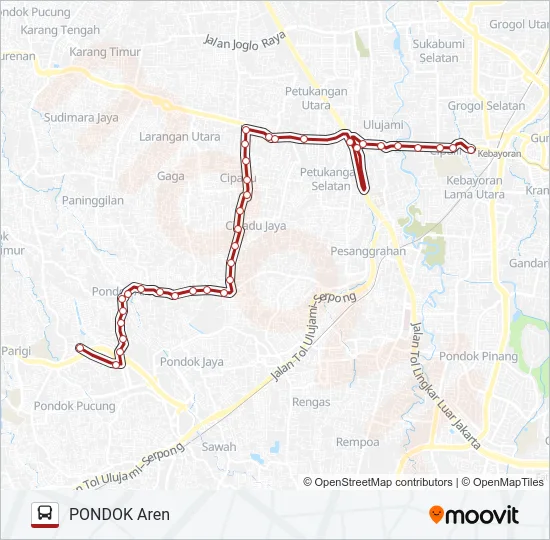 C07 KEBAYORAN LAMA - PONDOK AREN Bus Line Map