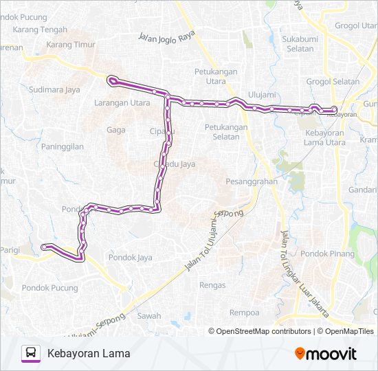 S07 PONDOK AREN - KEBAYORAN LAMA bus Line Map