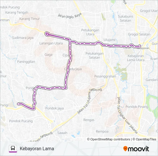 S07 PONDOK AREN - KEBAYORAN LAMA Bus Line Map