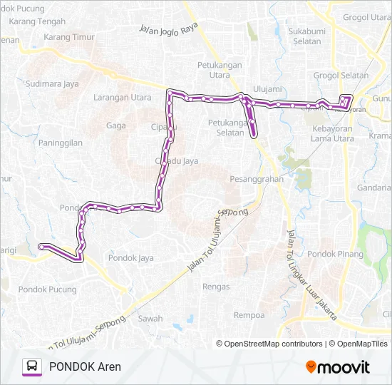 S07 PONDOK AREN - KEBAYORAN LAMA Bus Line Map