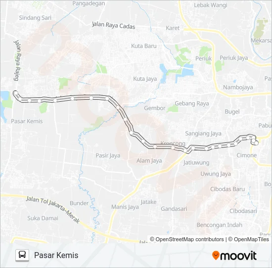R08 TERMINAL CIMONE - PASAR KEMIS Bus Line Map