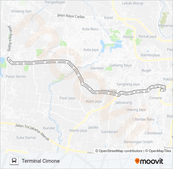 R08 TERMINAL CIMONE - PASAR KEMIS Bus Line Map