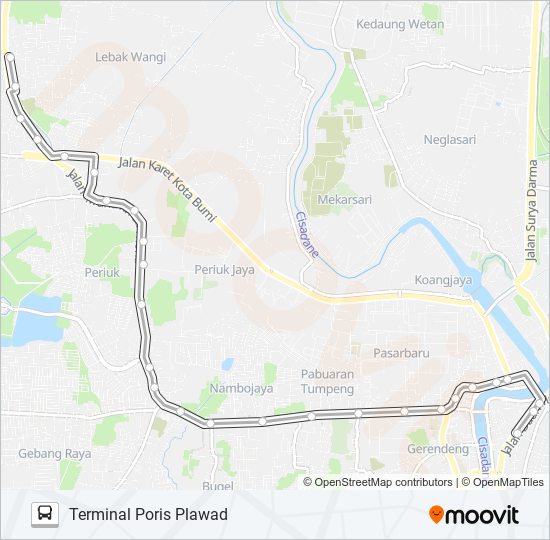 T03 TERMINAL PORIS PLAWAD - CADAS bus Line Map