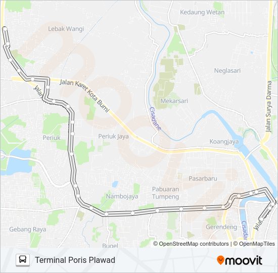 T03 TERMINAL PORIS PLAWAD - CADAS Bus Line Map