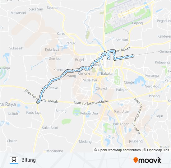 T01 BITUNG - TERMINAL PORIS PLAWAD bus Line Map
