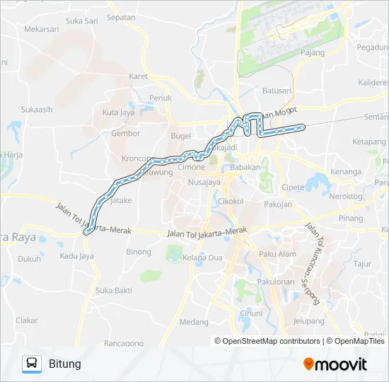 T01 BITUNG - TERMINAL PORIS PLAWAD Bus Line Map