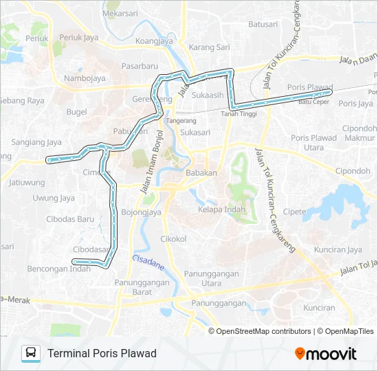T02 TERMINAL PORIS PLAWAD - PERUM 1 bis Peta Jalur