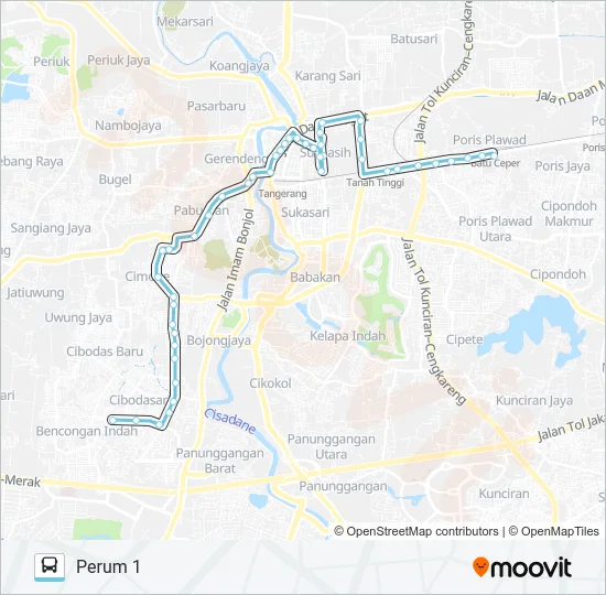 T02 TERMINAL PORIS PLAWAD - PERUM 1 Bus Line Map