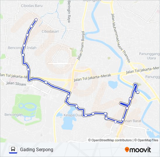 R19 TERMINAL CIBODAS - GADING SERPONG bus Line Map