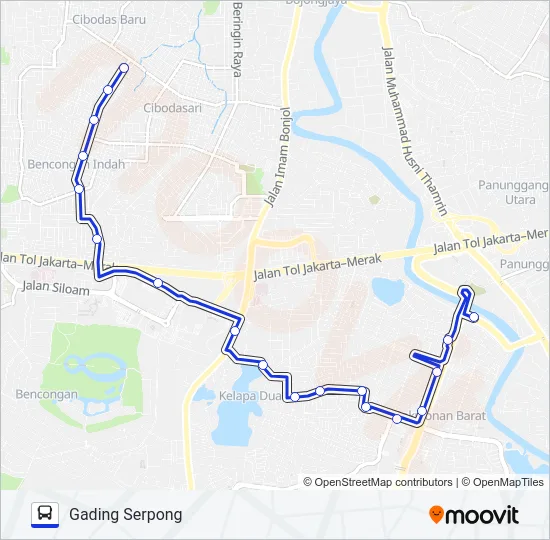 R19 TERMINAL CIBODAS - GADING SERPONG Bus Line Map