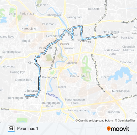 R02 PERUMNAS 1 - TERMINAL PORIS PLAWAD bus Line Map