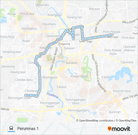 R02 PERUMNAS 1 - TERMINAL PORIS PLAWAD Bus Line Map