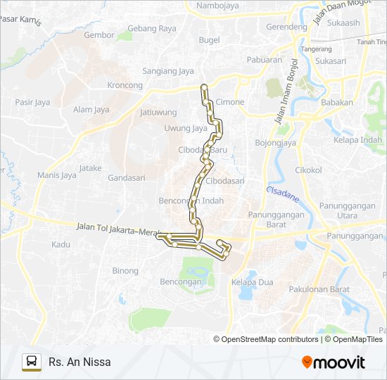 A03A RS. AN NISSA - SUPER MALL LIPPO KARAWACI bus Line Map