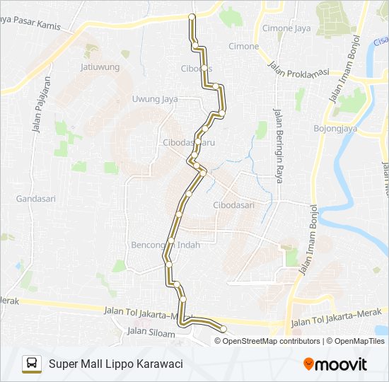 A03A RS. AN NISSA - SUPER MALL LIPPO KARAWACI bus Line Map