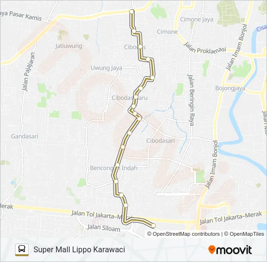 A03A RS. AN NISSA - SUPER MALL LIPPO KARAWACI Bus Line Map