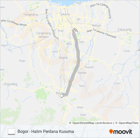 DAMRI BOGOR - HALIM bus Line Map