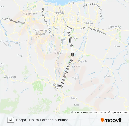 DAMRI BOGOR - HALIM Bus Line Map
