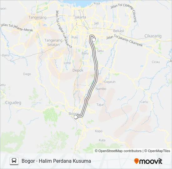 DAMRI BOGOR - HALIM Bus Line Map