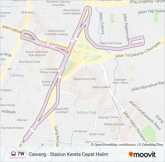 7W Bus Line Map