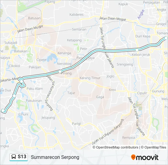 S13 Bus Line Map