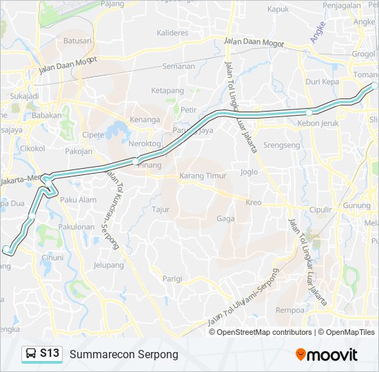 S13 bus Line Map