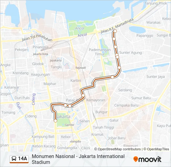 14A Bus Line Map