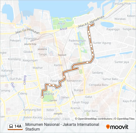 14A Bus Line Map