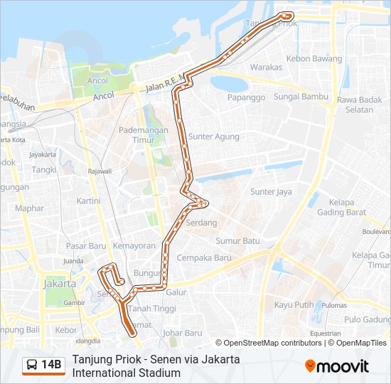 Rute 14b: Jadwal, Pemberhentian & Peta - Senen (Diperbarui)