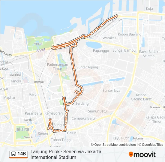 14B Bus Line Map