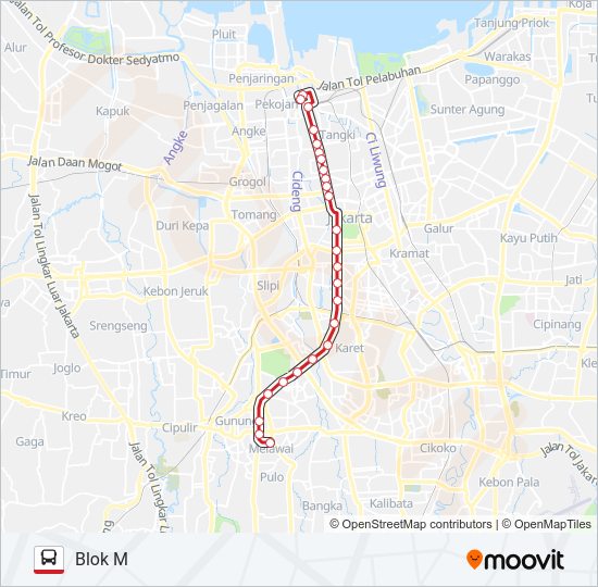 Rute 1: Jadwal, Pemberhentian & Peta - Blok M (Diperbarui)