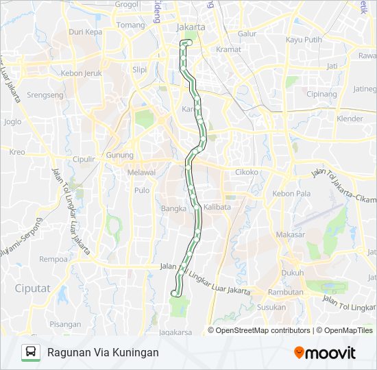 Rute 6a: Jadwal, Pemberhentian & Peta - Ragunan Via Kuningan (Diperbarui)