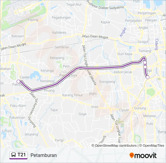 T21 Bus Line Map
