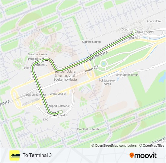 SOEKARNO–HATTA AIRPORT SKYTRAIN kereta Peta Jalur