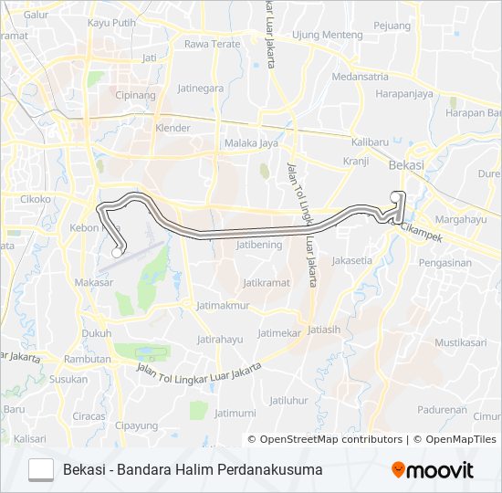 DAMRI BEKASI - HALIM bus Line Map